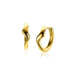 Best Zinzi 15mm gold plated zilveren oorringen organisch gevormd met luxe klapsluiting ZIO2627G