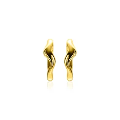 Best Zinzi 15mm gold plated zilveren oorringen organisch gevormd met luxe klapsluiting ZIO2627G