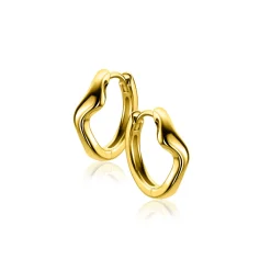 Best Zinzi 15mm gold plated zilveren oorringen organisch gevormd met luxe klapsluiting ZIO2627G