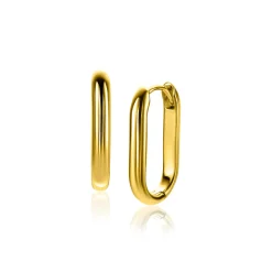 Online Zinzi 20mm gold plated zilveren oorringen in ovale vorm met ronde buis 3mm breed ZIO2605G