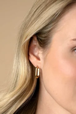 Online Zinzi 20mm gold plated zilveren oorringen in ovale vorm met ronde buis 3mm breed ZIO2605G