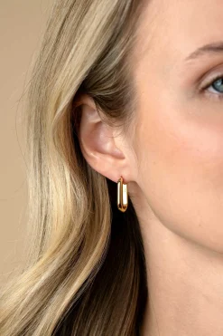 Online Zinzi 20mm gold plated zilveren oorringen in ovale vorm met ronde buis 3mm breed ZIO2605G