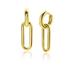 Discount Zinzi 20mm gold plated zilveren oorbedels open ovale vorm glad ZICH2415G (zonder oorringen)