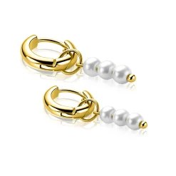 Clearance Zinzi 12mm gold plated zilveren oorbedels met 3 witte pareltjes ZICH2734Y (zonder oorringen)