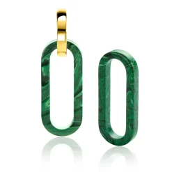 Sale Zinzi 30mm grote ovale oorbedels in trendy malachiet groen ZICH2456G (zonder oorringen)