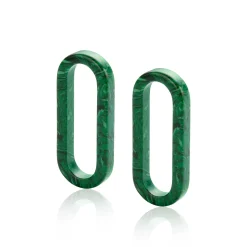 Sale Zinzi 30mm grote ovale oorbedels in trendy malachiet groen ZICH2456G (zonder oorringen)
