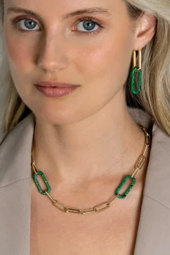 Sale Zinzi 30mm grote ovale oorbedels in trendy malachiet groen ZICH2456G (zonder oorringen)