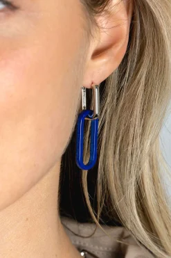 Sale Zinzi 30mm grote ovale oorbedels in trendy lapis lazuli blauw ZICH2456L (zonder oorringen)