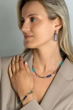 Sale Zinzi 30mm grote ovale oorbedels in trendy lapis lazuli blauw ZICH2456L (zonder oorringen)