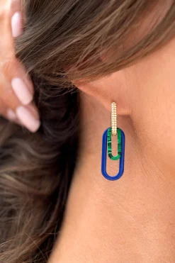 Sale Zinzi 30mm grote ovale oorbedels in trendy lapis lazuli blauw ZICH2456L (zonder oorringen)