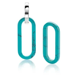 Hot Zinzi 30mm grote ovale oorbedels in trendy turquoise blauw ZICH2456T (zonder oorringen)