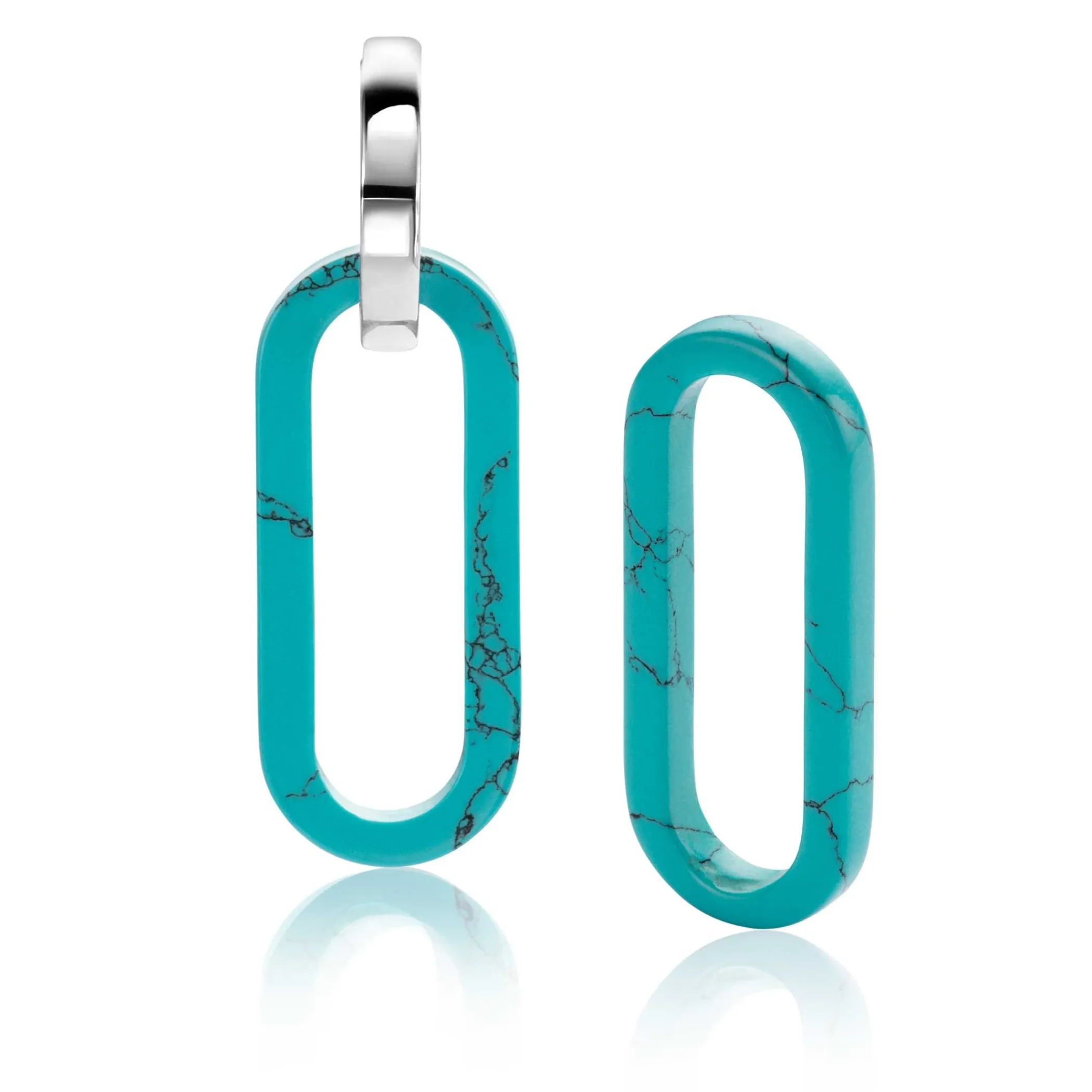 Hot Zinzi 30mm grote ovale oorbedels in trendy turquoise blauw ZICH2456T (zonder oorringen)