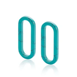 Hot Zinzi 30mm grote ovale oorbedels in trendy turquoise blauw ZICH2456T (zonder oorringen)