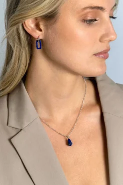 New Zinzi 16mm oorbedels rechthoek lapis lazuli ZICH2231 (zonder oorringen)