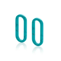 Outlet Zinzi 19mm ovale oorbedels in trendy turquoise blauw ZICH2455T (zonder oorringen)