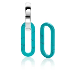 Outlet Zinzi 19mm ovale oorbedels in trendy turquoise blauw ZICH2455T (zonder oorringen)