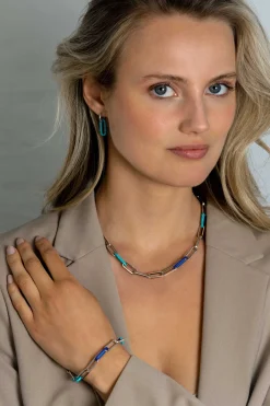 Outlet Zinzi 19mm ovale oorbedels in trendy turquoise blauw ZICH2455T (zonder oorringen)