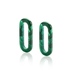 Zinzi 19mm ovale oorbedels in trendy malachiet groen ZICH2455G (zonder oorringen)