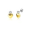 Best Zinzi 8mm zilveren bicolor oorknoppen met een glanzend goudkleurig hart en witte zirconia ZIO2436
