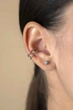 Hot Zinzi 12,5mm zilveren ear cuff multi-look dubbele buis 5,5mm breed per stuk geprijsd ZIO-CUFF4