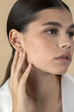 Hot Zinzi 12,5mm zilveren ear cuff multi-look dubbele buis 5,5mm breed per stuk geprijsd ZIO-CUFF4
