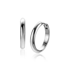 Clearance Zinzi 20mm zilveren gladde oorringen met ronde buis 3mm met luxe klapsluiting ZIO2602