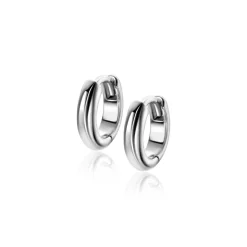 Zinzi 12,5mm zilveren gladde oorringen met ronde buis 3mm met luxe klapsluiting ZIO2600