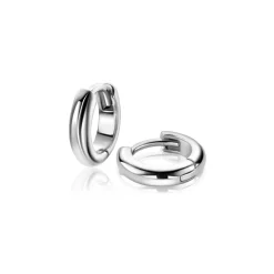 Zinzi 12,5mm zilveren gladde oorringen met ronde buis 3mm met luxe klapsluiting ZIO2600
