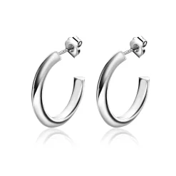 Sale Zinzi 20mm zilveren halve oorringen 3mm buisdikte met stekers ZIO2432