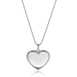 Zinzi 23mm zilveren hanger hart met parelrand voor gravure ZIH2654 (zonder collier)