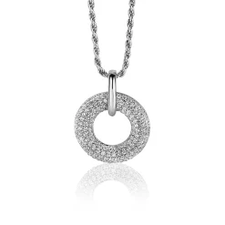 Zinzi 20mm zilveren hanger open ronde vorm, bezet met witte zirconia's ZIH2446 (zonder collier)