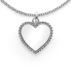 New Zinzi 21mm zilveren hanger hart met parelrand voor gravure ZIH2653 (zonder collier)