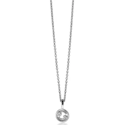 New Zinzi 9mm zilveren Kreeft sterrenbeeldhanger bezet met witte zirconia ZIH-KRE (zonder collier)