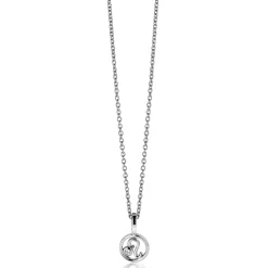 Outlet Zinzi 9mm zilveren Leeuw sterrenbeeldhanger bezet met witte zirconia ZIH-LEE (zonder collier)