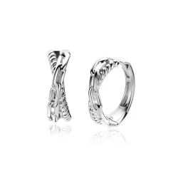 Best Zinzi 18mm zilveren luxe oorringen cross-over met paperclip schakel en gedraaide baan 18x6mm met klapsluiting ZIO2544