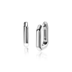 Outlet Zinzi 16mm zilveren luxe oorringen 16x3mm achthoekig met klapsluiting ZIO2495