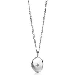 Hot Zinzi 22mm zilveren medaillon ovaal glanzend bezet met witte zirconia ZIH2424 (zonder collier)