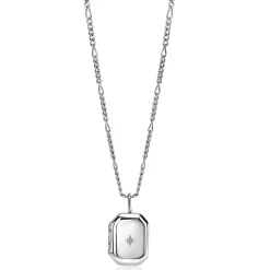 Clearance Zinzi 22mm zilveren medaillon rechthoek glanzend bezet met witte zirconia ZIH2425 (zonder collier)