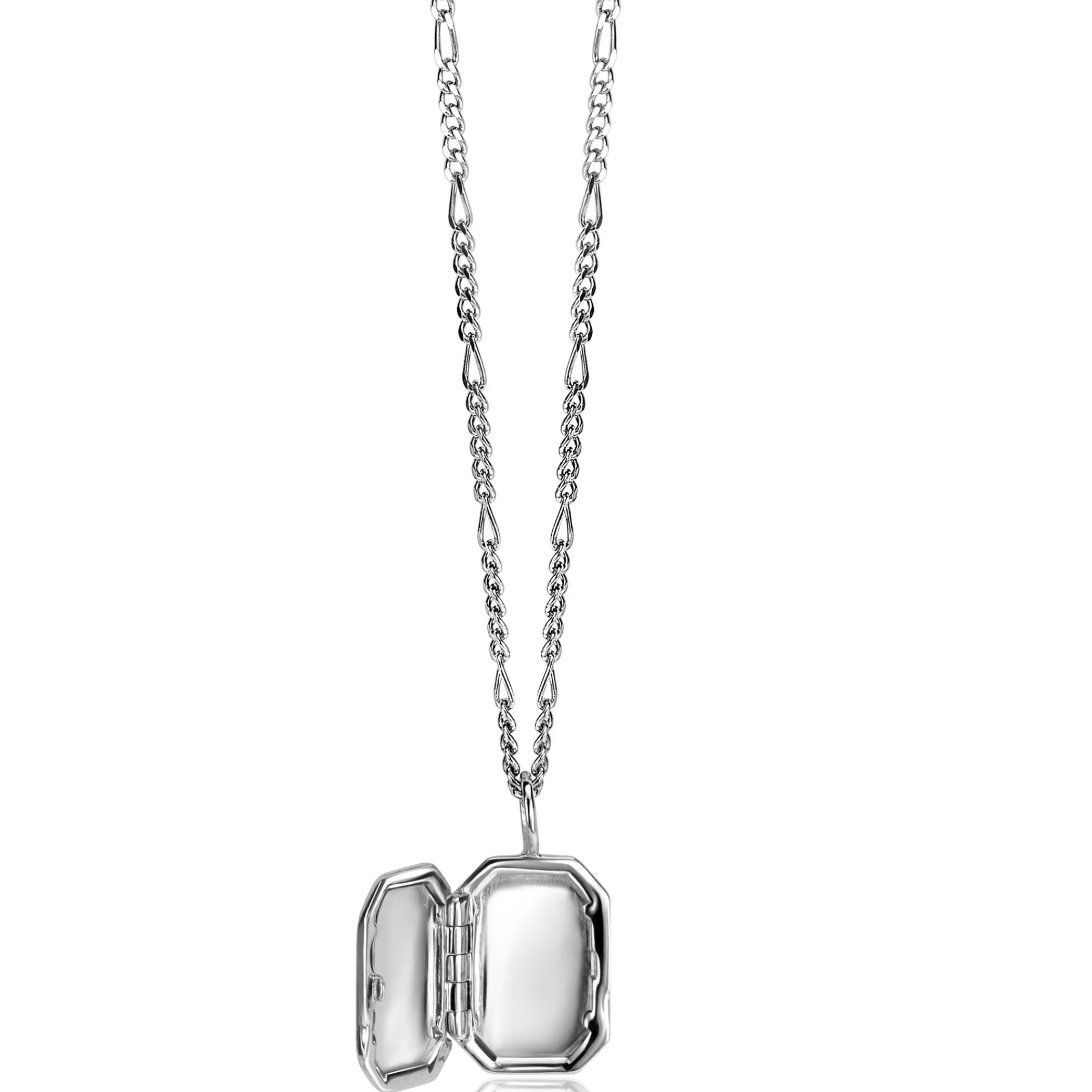 Clearance Zinzi 22mm zilveren medaillon rechthoek glanzend bezet met witte zirconia ZIH2425 (zonder collier)