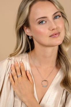 Zinzi 16mm zilveren multi-look oorringen met 3 rijen, bezet met witte zirconia's 9mm breed met luxe klapsluiting ZIO2645