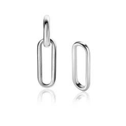 Zinzi 20mm zilveren oorbedels open ovale vorm glad ZICH2415 (zonder oorringen)