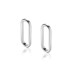 Zinzi 20mm zilveren oorbedels open ovale vorm glad ZICH2415 (zonder oorringen)