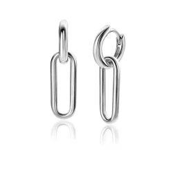 Zinzi 20mm zilveren oorbedels open ovale vorm glad ZICH2415 (zonder oorringen)