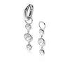 Clearance Zinzi 24mm zilveren oorbedels met 3 bungelende witte ronde zirconia's ZICH2593 (zonder oorringen)