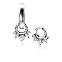 Hot Zinzi 9mm zilveren oorbedels met vijf ronde zettingen in aflopende grootte, bezet met witte zirconia's ZICH2632 (zonder oorringen)