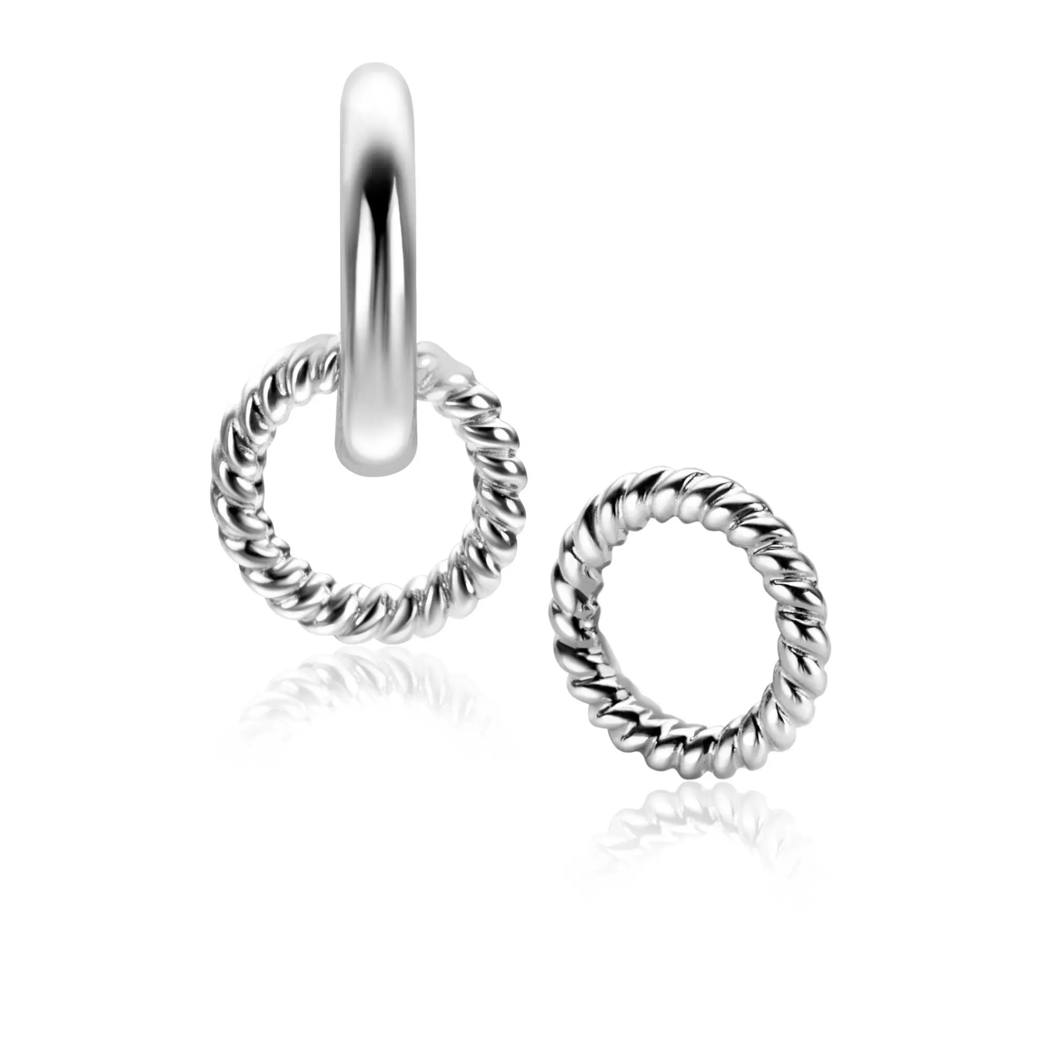 Zinzi 9,5mm zilveren oorbedels ronde vorm met touweffect ZICH2594 (zonder oorringen)