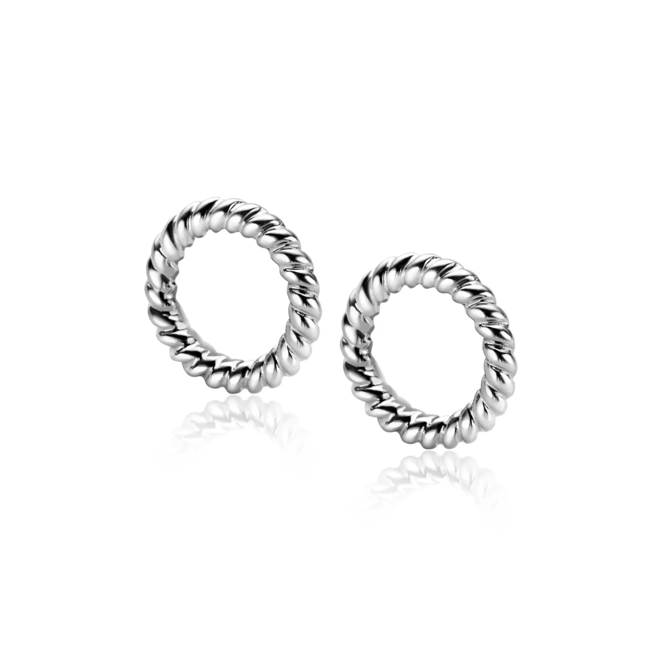 Zinzi 9,5mm zilveren oorbedels ronde vorm met touweffect ZICH2594 (zonder oorringen)