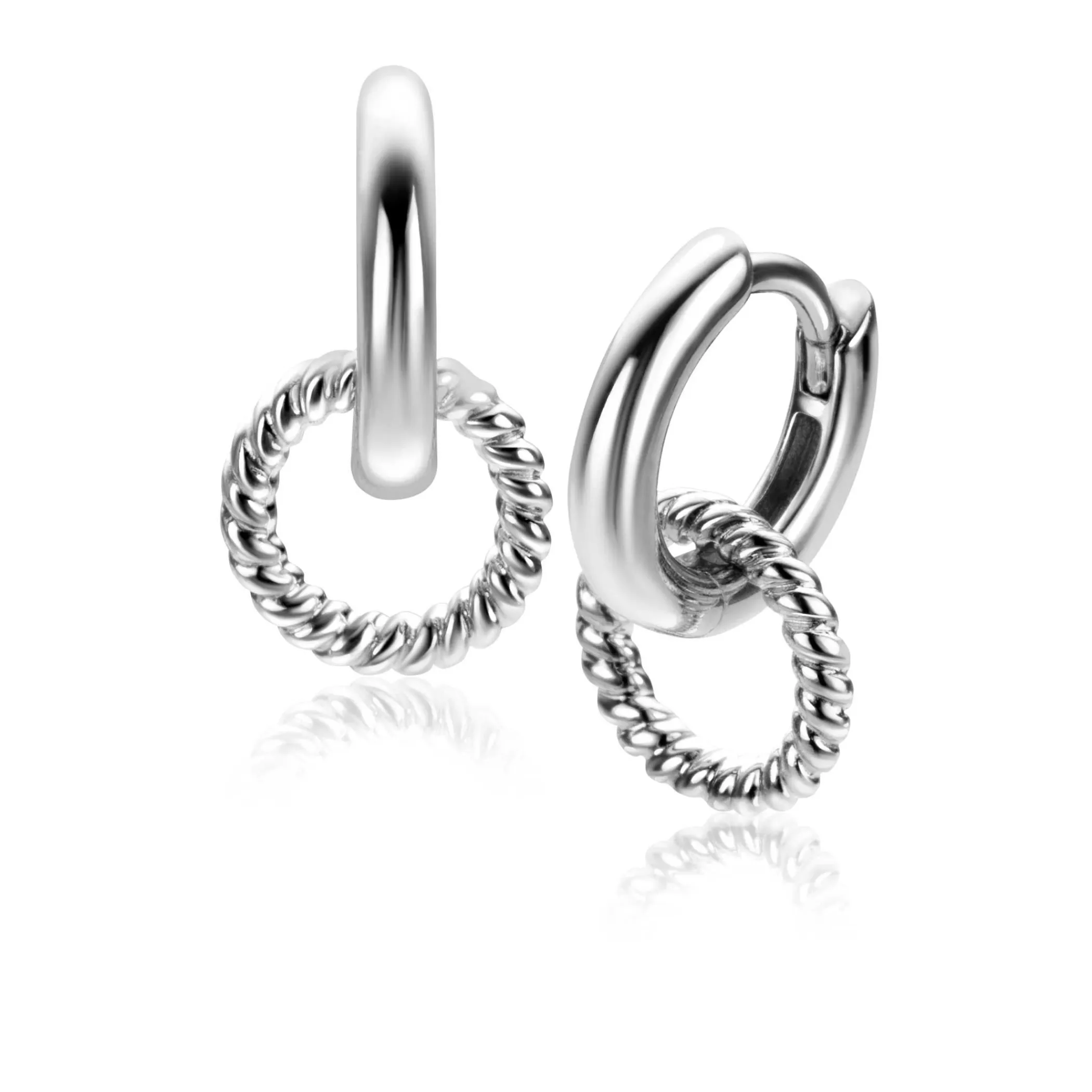 Zinzi 9,5mm zilveren oorbedels ronde vorm met touweffect ZICH2594 (zonder oorringen)