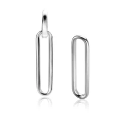 Online Zinzi 28mm zilveren oorbedels open ovale vorm glad ZICH2416 (zonder oorringen)