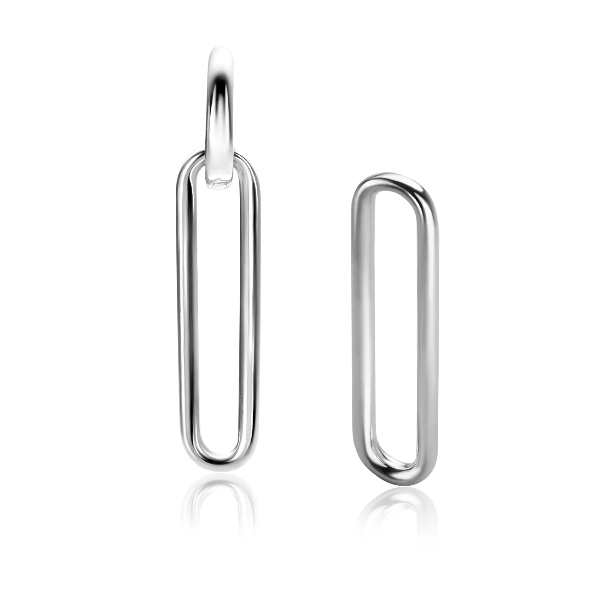 Online Zinzi 28mm zilveren oorbedels open ovale vorm glad ZICH2416 (zonder oorringen)